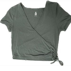 green cross tie crop top